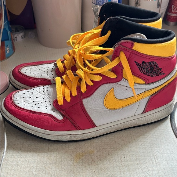 Nike High-Top Sneakers in White, Red & Yellow - Picture 5 of 6
